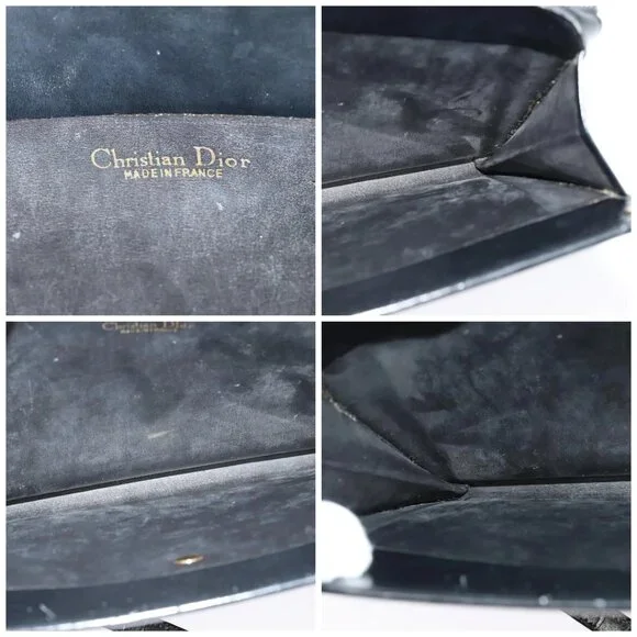 Christian Dior Shoulder Bag Leather Black Gold Auth - Picture 14 of 15